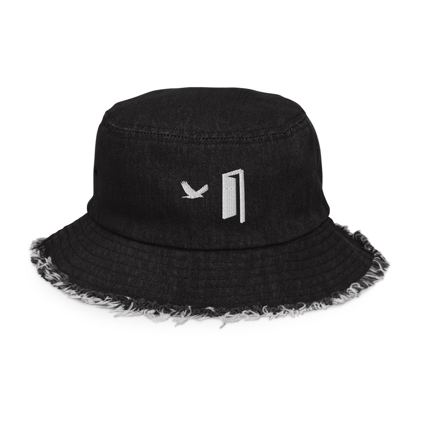 FLY FREE (Distressed denim bucket hat)