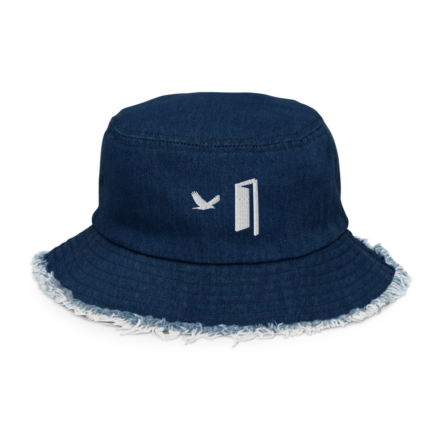 FLY FREE (Distressed denim bucket hat)