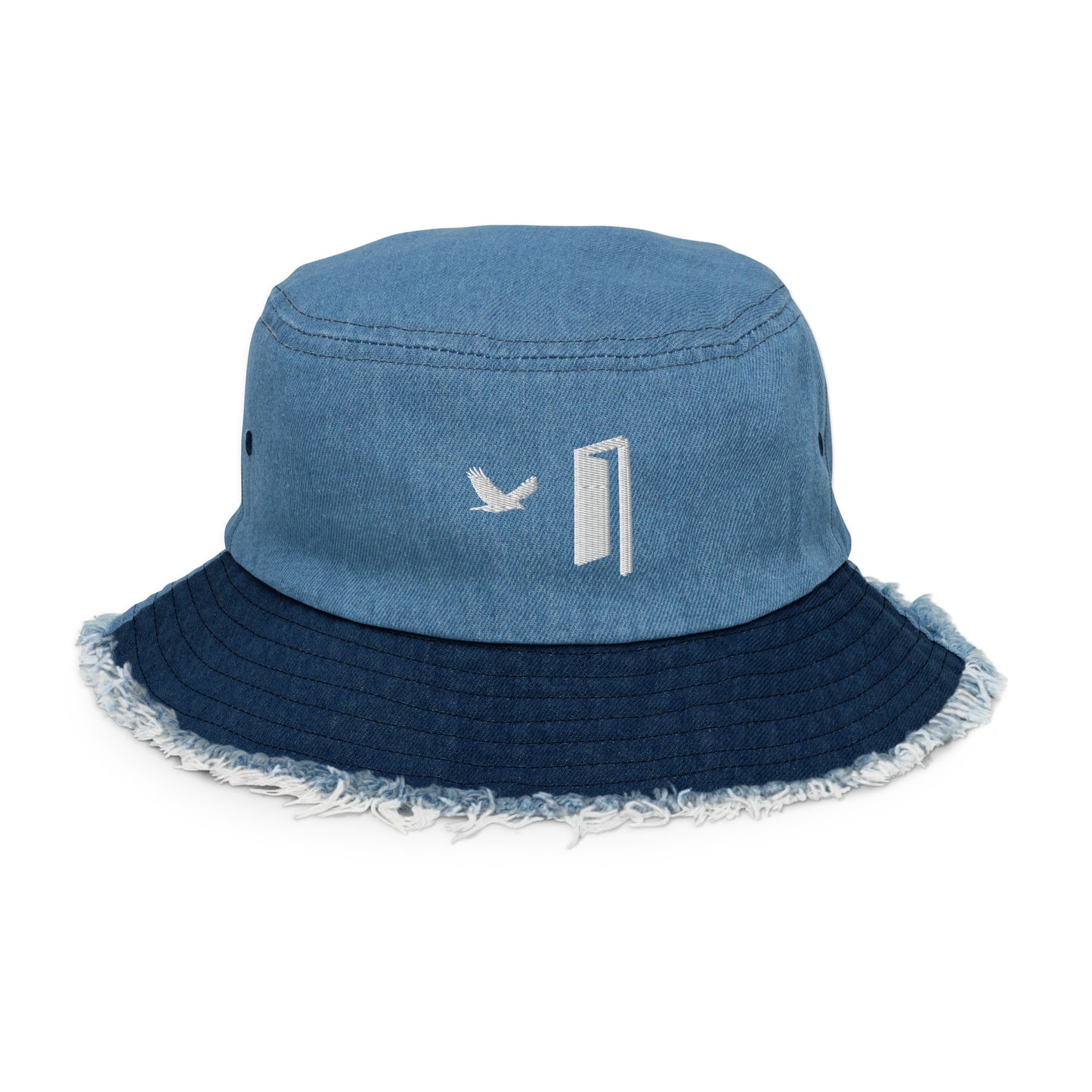 FLY FREE (Distressed denim bucket hat)