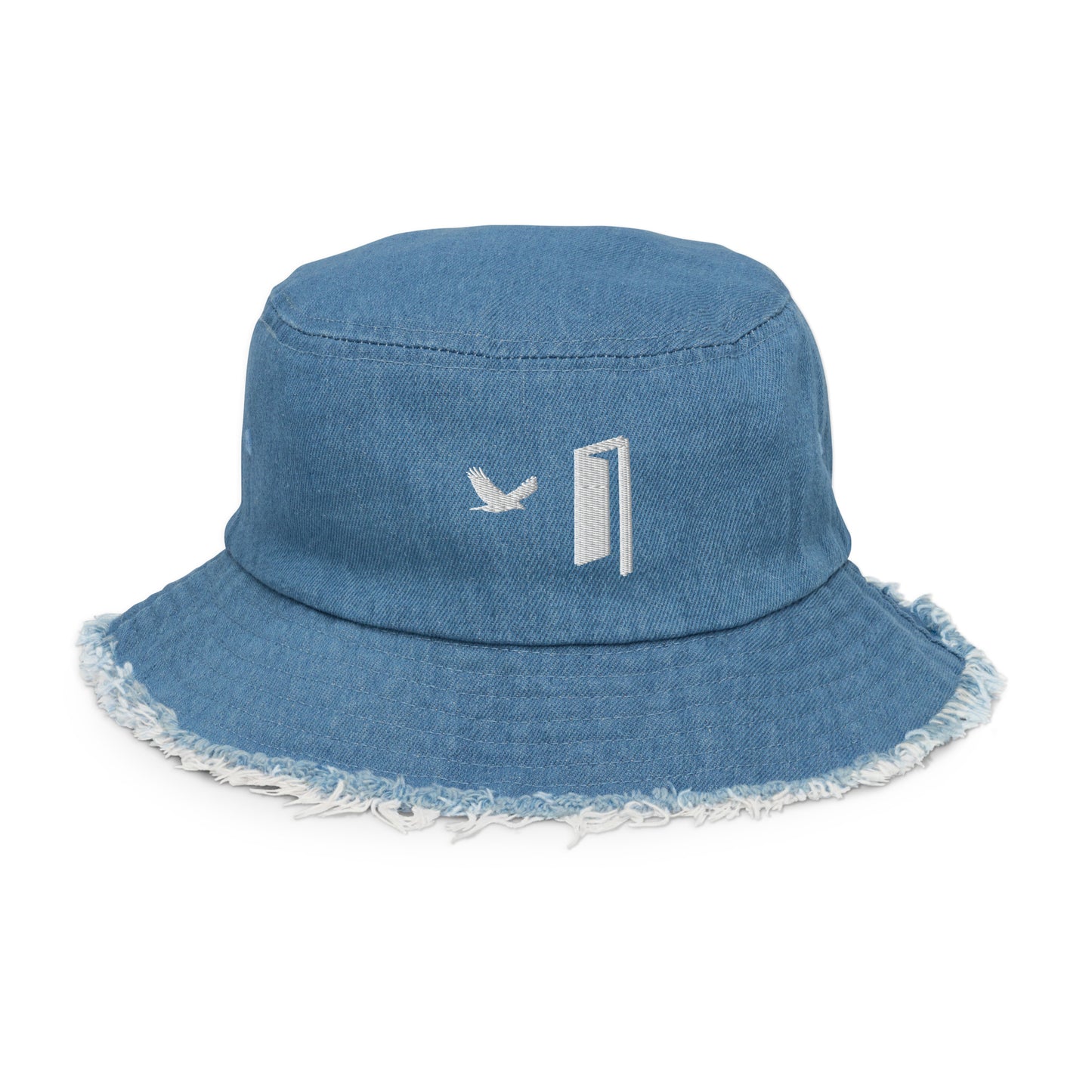 FLY FREE (Distressed denim bucket hat)